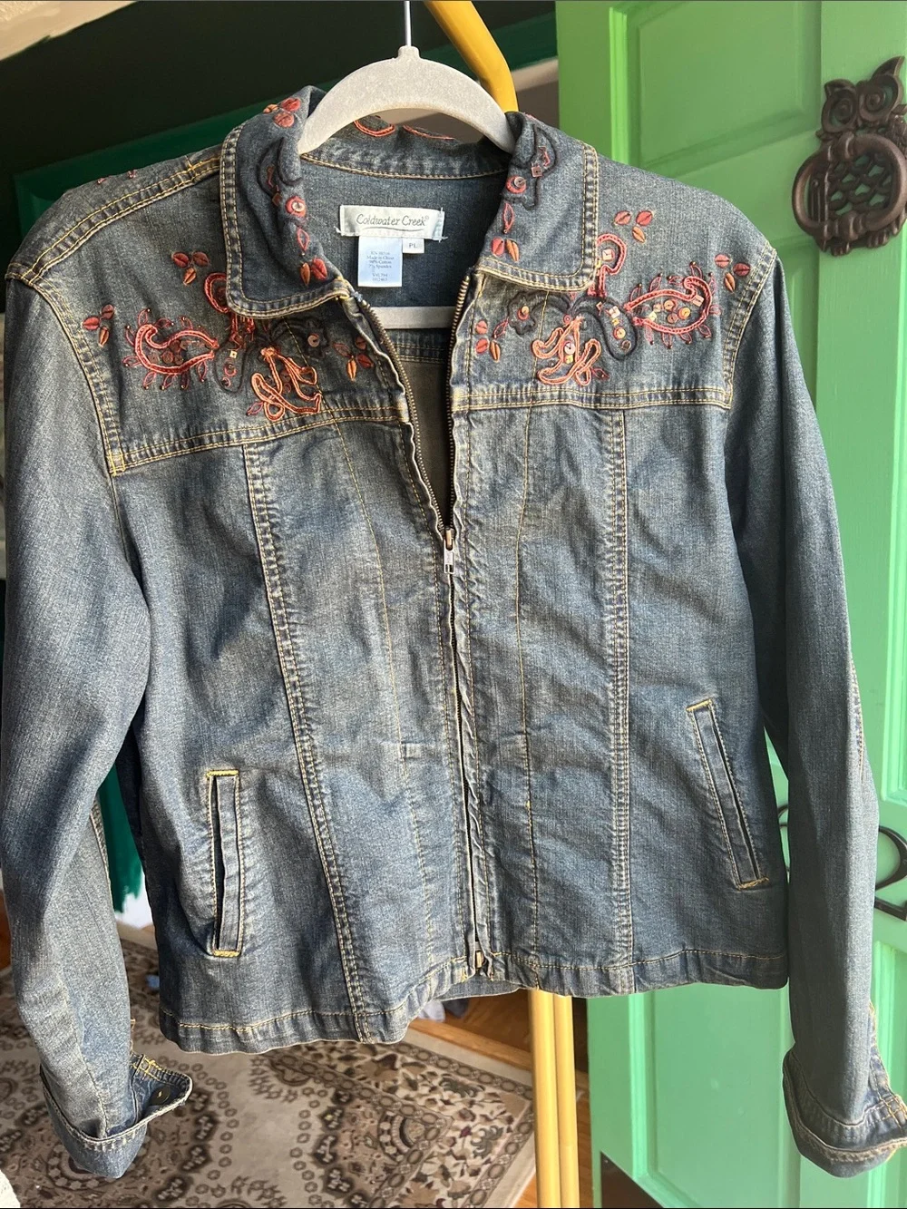 Coldwater Creek Denim Jacket Embroidery size Lar
